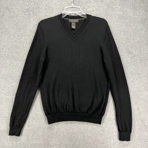 The Men's Store Bloomingdales Sweater Mes Medium Black Pullover 100% Merino Wool